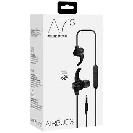 Airbuds A7S Athletic Wired Earbuds, Black