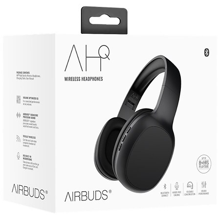 Airbuds AHQ Wireless Bluetooth Over-the-Ear Headphones Black