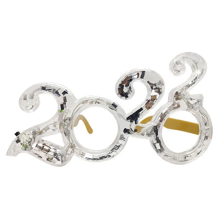 Festive Voice New Year's Eve New Year Light Up Glasses Silver