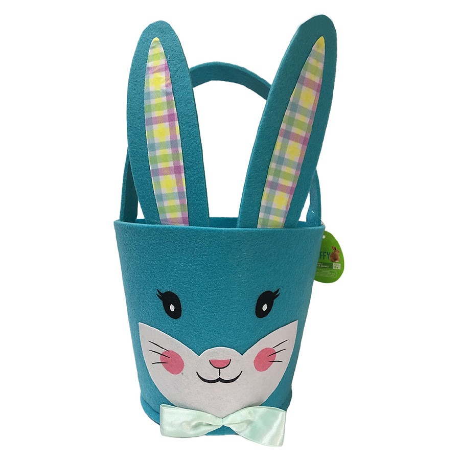 Festive Voice Blue Bunny Felt Easter Basket Blue