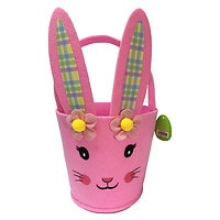 Festive Voice Pink Bunny Felt Easter Basket