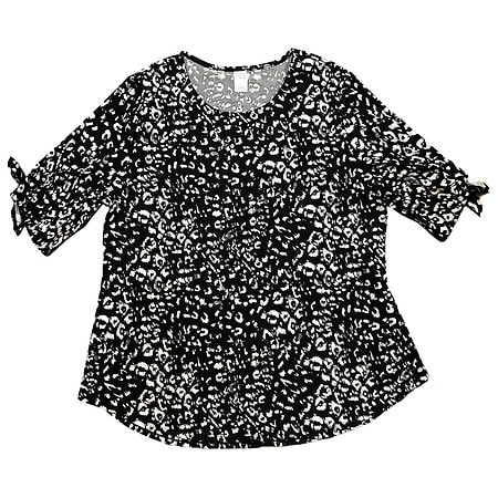 West Loop Women's Bow Sleeve Tunic Black Cheetah, Black Cheetah