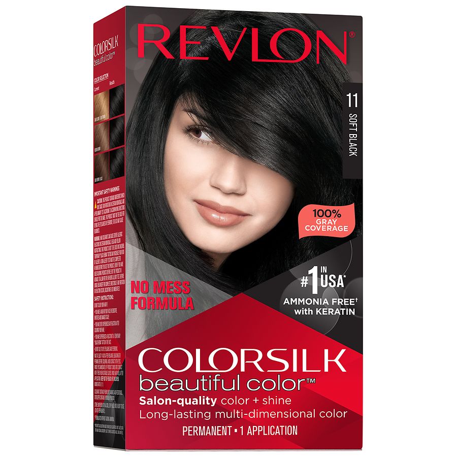 Revlon ColorSilk Beautiful Color Permanent Hair Color, Soft Black