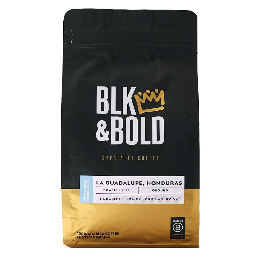 BLK & Bold La Guadalupe Light Roast Grounds Caramel, Honey, Creamy Body