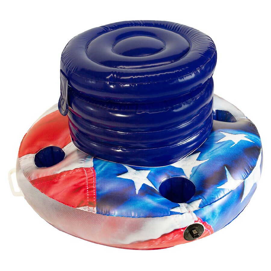 Photo 2 of PoolCandy Inflatable Stars & Stripes Floating Drink Cooler for Pools, Indoors or Outdoors. Easy to use, inflates in Minutes Perfect for Any Occasion.
Features RealPrint technology. Durable and 100% waterproof. Includes inflatable lid and handles so you ca