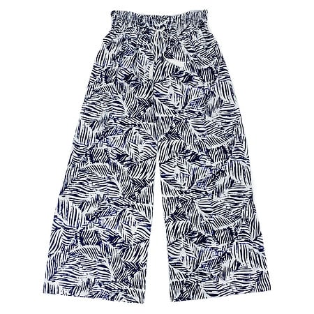 West Loop Printed Blue Palm Palazzo Pants