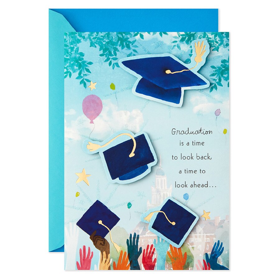 Hallmark Pop-Up Graduation Card (Time to Celebrate Mortarboards and Balloons)