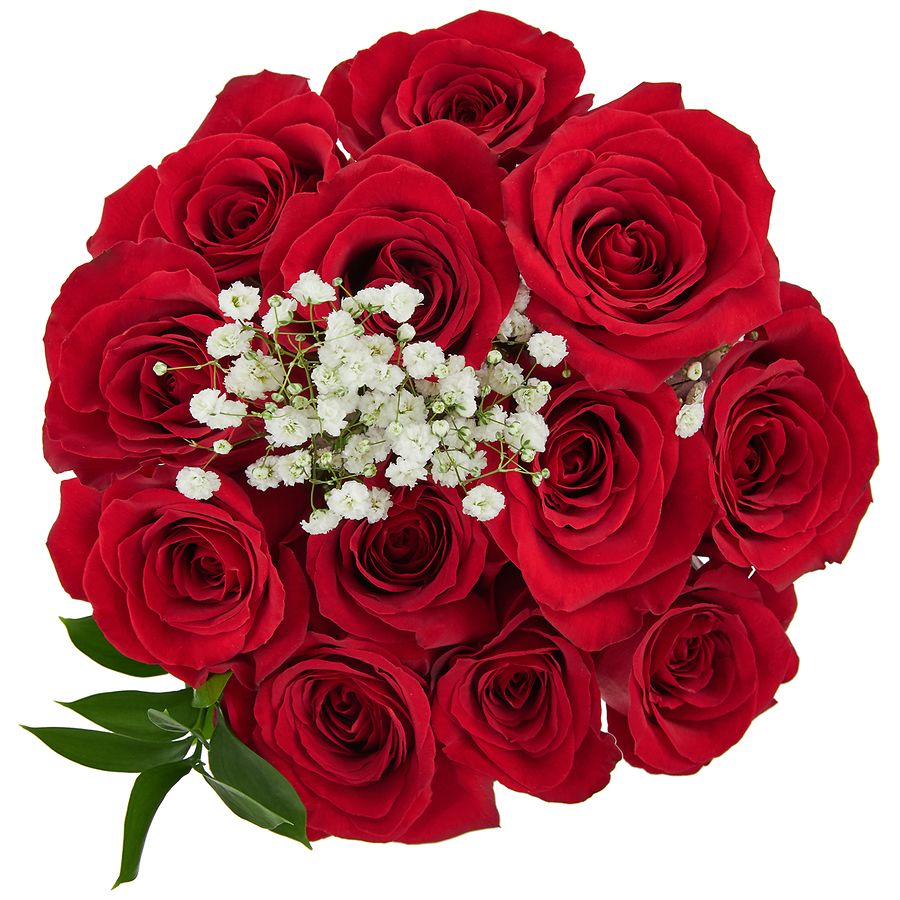 Falcon Farms Fresh Flowers Dozen Rose Bouquet 50cm Assorted and Red