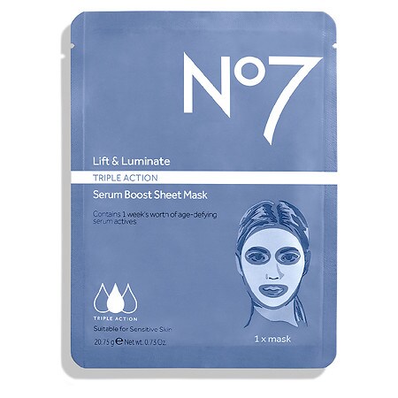 No7 Lift & Luminate Triple Action Serum Boost Sheet Mask - 0.73 oz