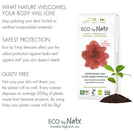 Eco by Naty Certified Ultra Thin Panty Liners Large 28 Liners 