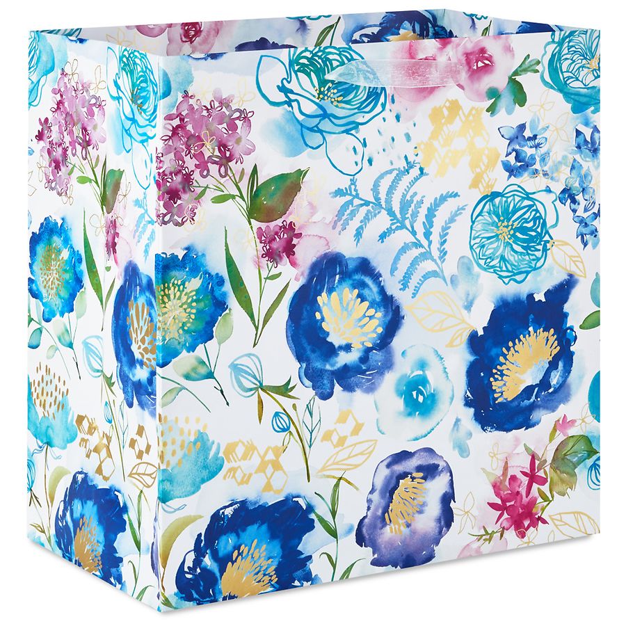 Hallmark Extra-Deep Gift Bag, Blue Floral