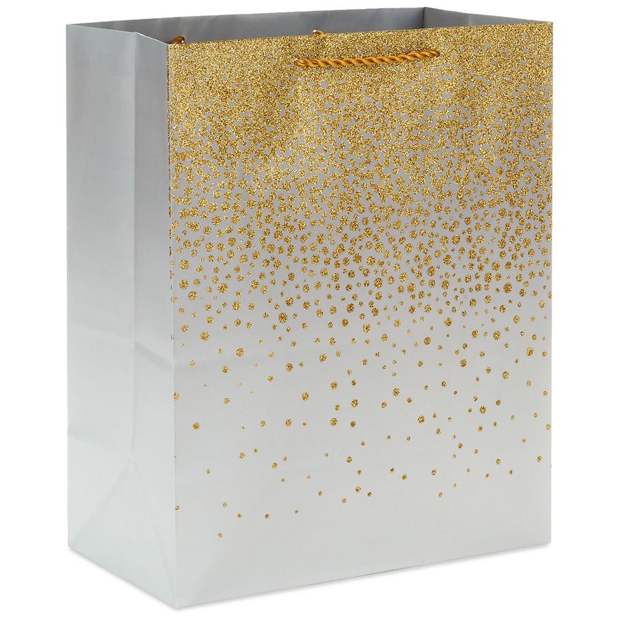 Hallmark Large Gift Bag, Grey and Gold Glitter Ombre