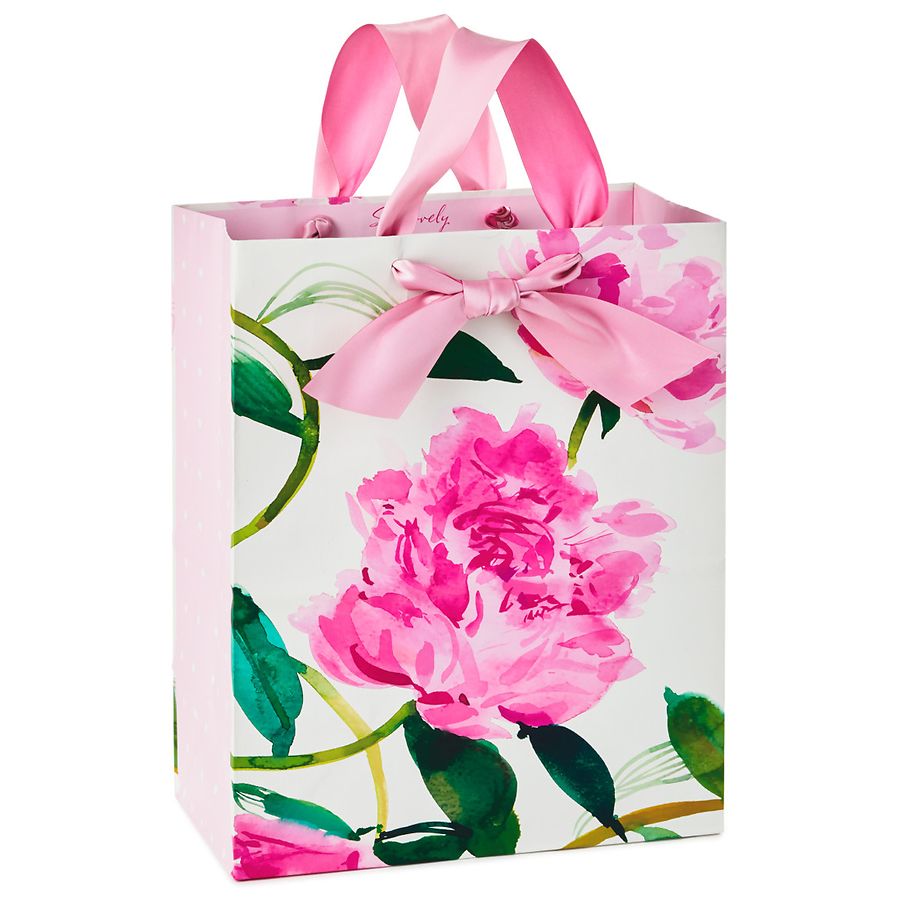 Hallmark Large Gift Bag, Pink Peonies on White