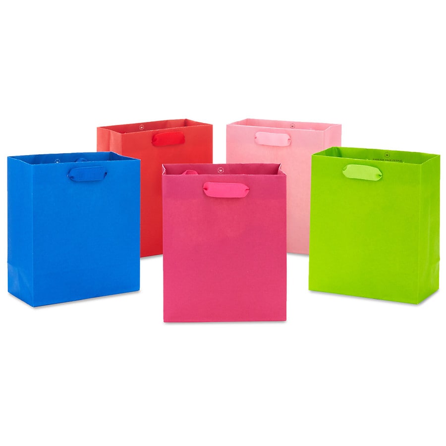 Hallmark Small Gift Bags 5-Pack, Assorted Solid Colors