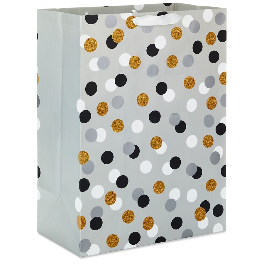 Hallmark Jumbo Gift Bag, Metallic Dots on Gray