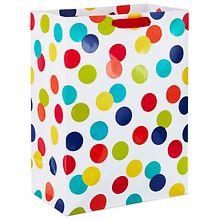 Hallmark Jumbo Gift Bag, Multicolor Dots on White | Walgreens