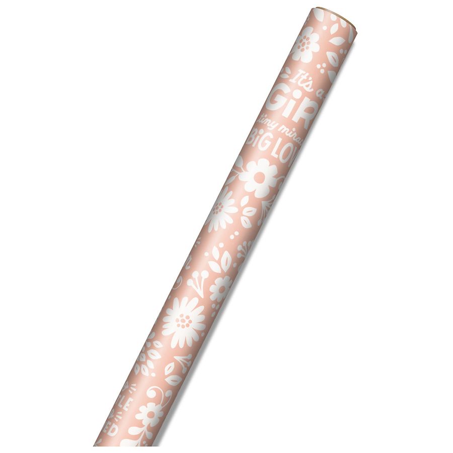 Hallmark Reversible Wrapping Paper, It's a Girl/Pink Gingham