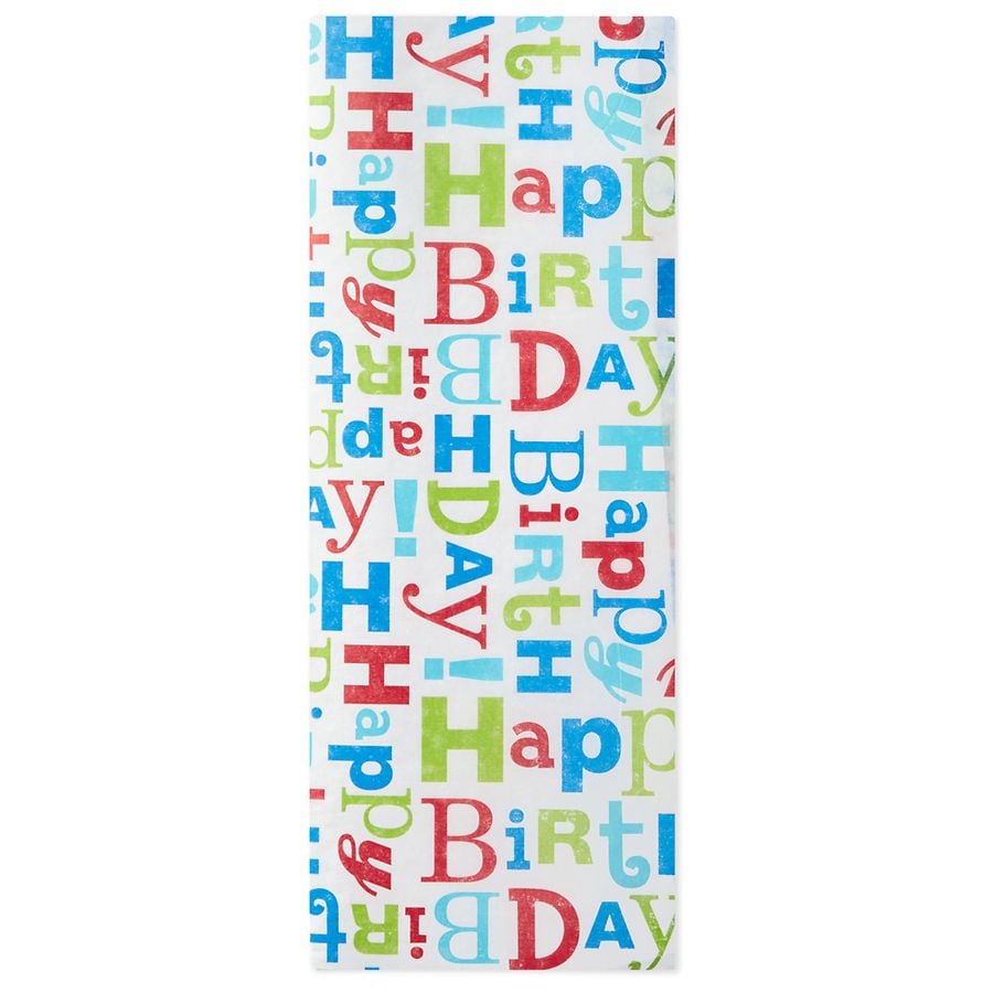 Hallmark Tissue Paper, Colorful Happy Birthday, 6 Sheets