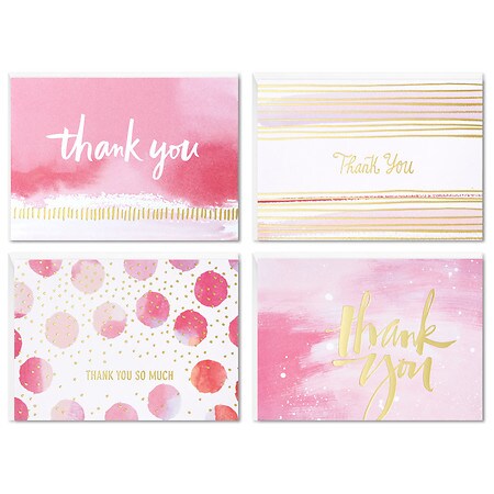 Hallmark Thank You Cards Assortment 48 Cards with Envelopes for Baby Showers, Wedding, Bridal Showers, All Occasion Painted Flowers 