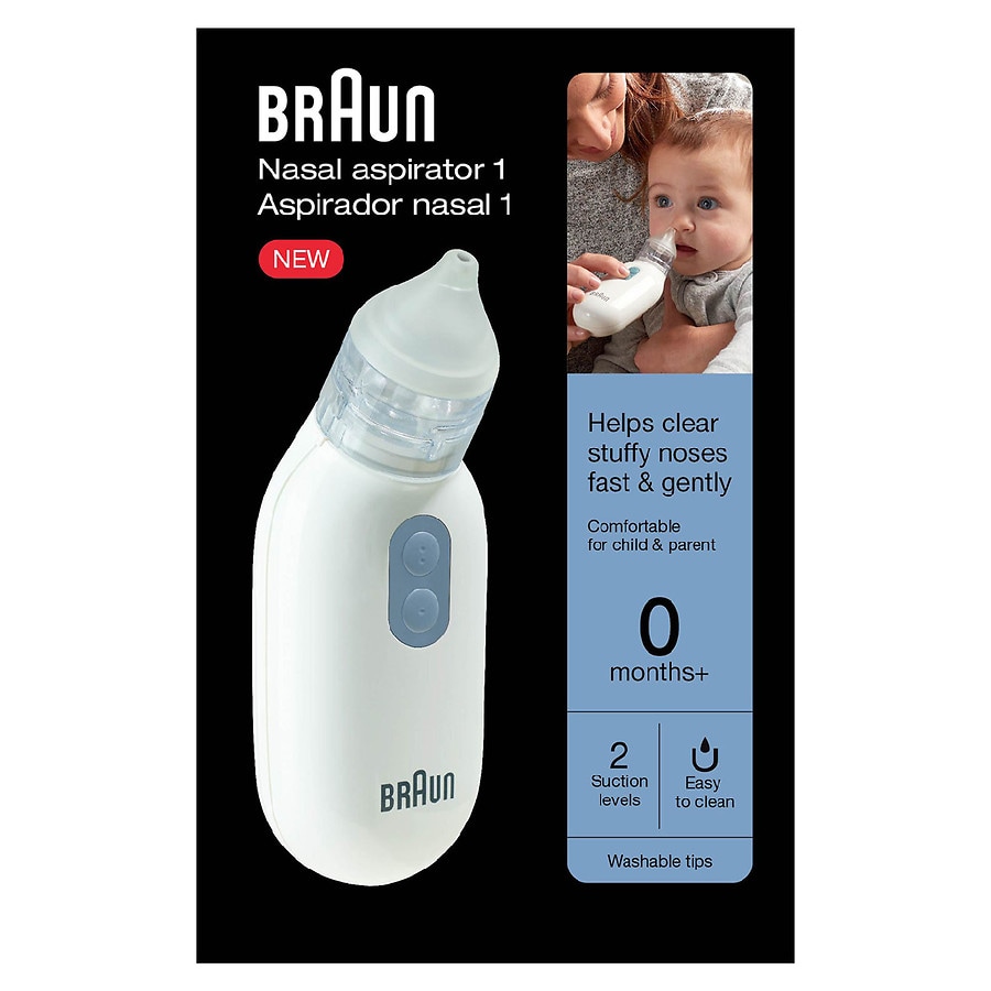 Toddler and Baby Nasal Aspirator with Two Nose Tips Braun Manual Nasal Aspirator Quickly and Gently Clear Stuffed Infant Noses 