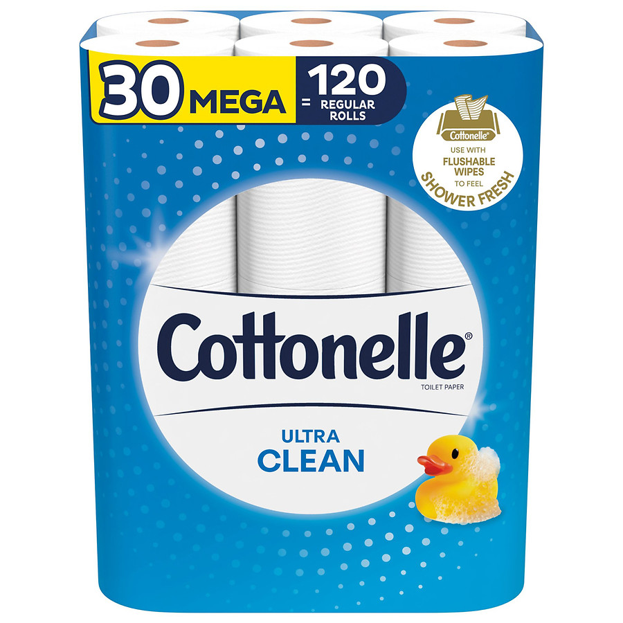 Cottonelle Ultra Clean Toilet Paper 30 Mega Rolls Strong Bath Tissue 30 Mega Rolls equals 120 Regular Rolls