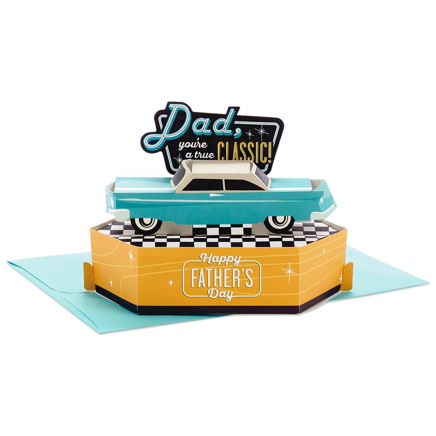 Hallmark Paper Wonder Pop Up Father's Day Card for Dad, Displayable Classic Car