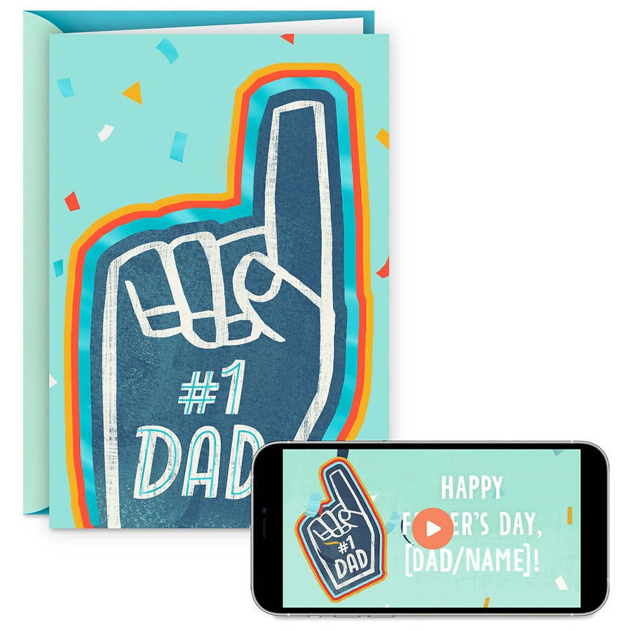 Hallmark Video Greeting Father's Day Card From Family (Foam Finger #1 Dad) (V6)