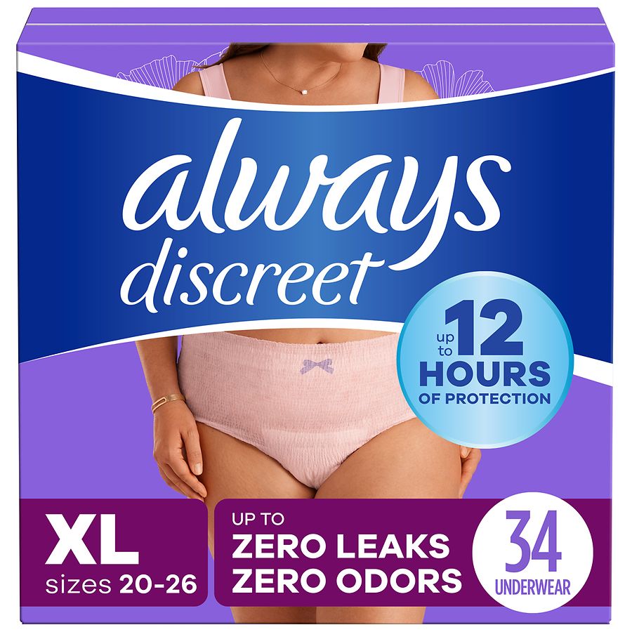 Always Discreet Incontinence Underwear for Women Maximum Absorbency XL