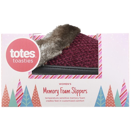 totes Women's Hoodback Slippers, Wine Medium