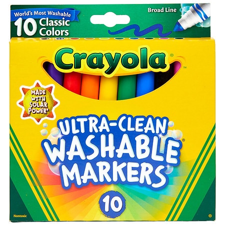 Crayola Ultra-Clean Washable Broad Line Markers  Back to School Supplies  10 Count