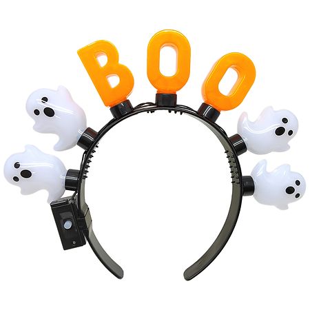 Festive Voice Jumbo Flashing Headband with Ghosts