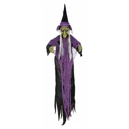 Festive Voice LIGHT UP HANGING WITCH 6FT White