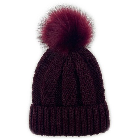 West Loop Knitted Warm Faux Fur Pompom Hat