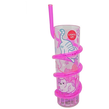 Season of Love Valentine's Flashing Straw Cup Pink Cat