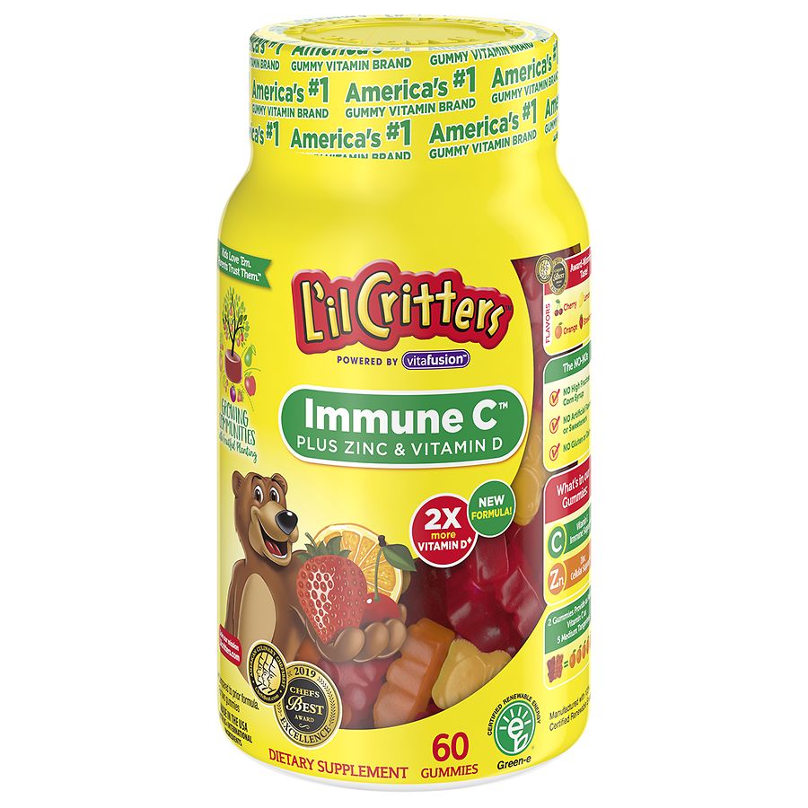 Lil Critters Immune C Plus Zinc Vitamin D Dietary Supplement Gummy Bears