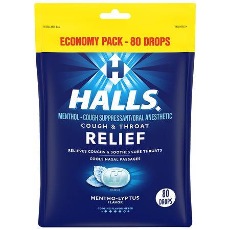 UPC 312546637863 product image for Halls Mentho-Lyptus Cough Suppressant Drops, Economy Pack Menthol-Lyptus - 80 ea | upcitemdb.com