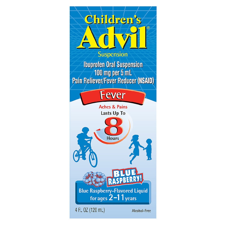 Children's Advil Ibuprofen Oral Suspension Blue Raspberry Walgreens