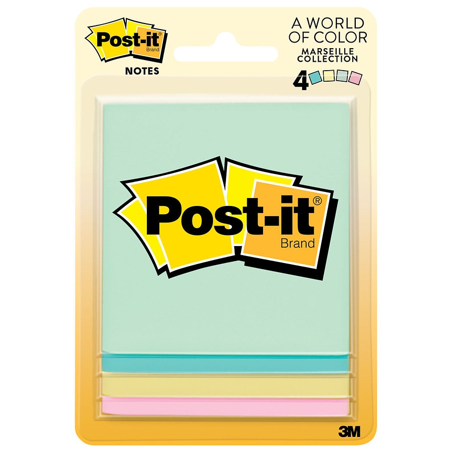 Post-it 3" x 3" Notes Marseille Collection Pastels