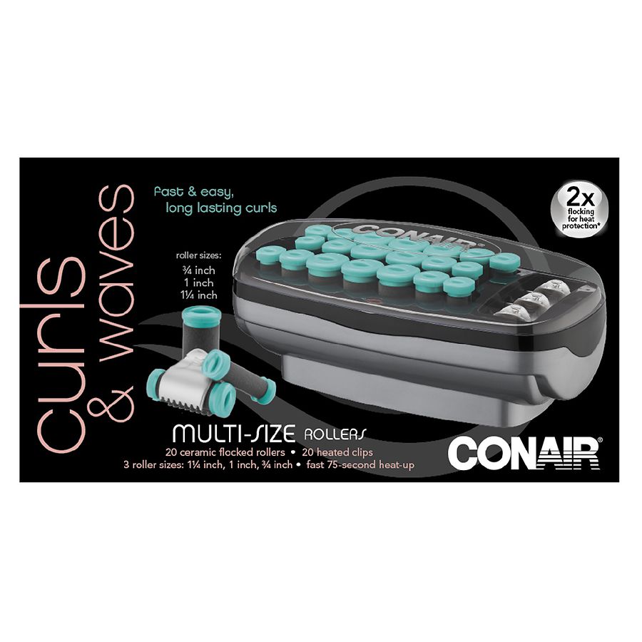 Photo 1 of (cracked) Conair Xtreme Instant Heat Ceramic Hot Rollers with Heated Clips, Multi-Size, 20 Count
