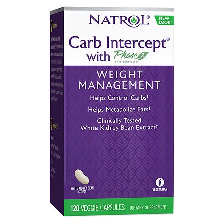 Natrol Carb Intercept with Phase 2 White Kidney Bean Extract Dietary Supplement - 120 ea
