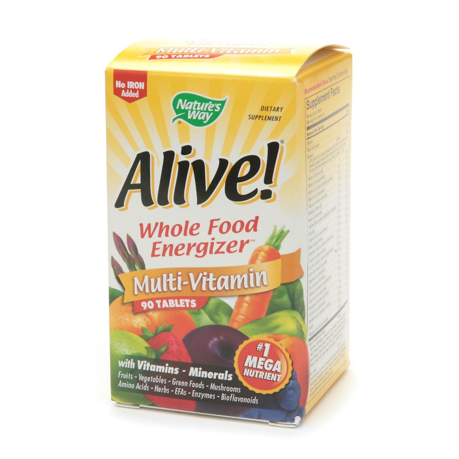  Nature's Way Alive! Whole Food Energizer Multivitamin, No Iron, Tablets 