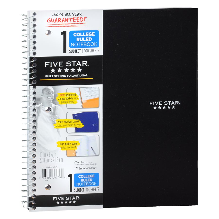 Photo 1 of Five Star 1 Subject Wide Ruled Spiral Notebook - Multiple Colors - 6 Pack